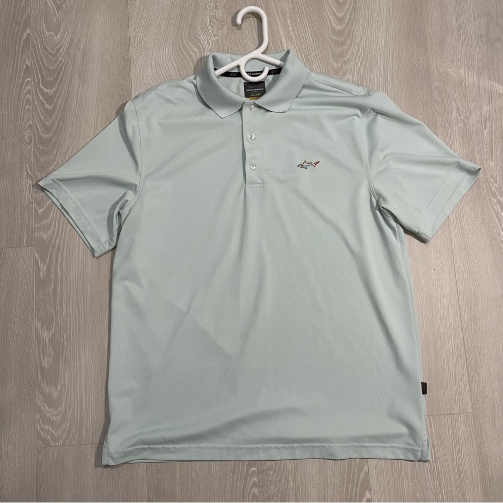Greg Norman Men's Light Blue Polo Shirt Medium Play Dry